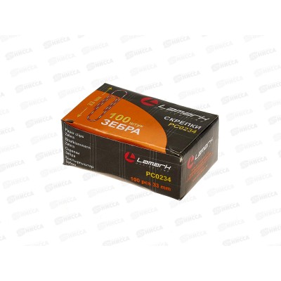 Скрепки LAMARK 33мм 100шт п/у, зебра, PC0234 *10/100 Скрепки LAMARK 33мм 100шт п/у, зебра, PC0234 *10/100