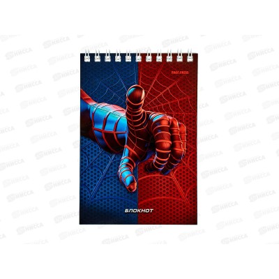Блокнот ПП 40л А6 Спайдер синий, на гребне, клетка, 40-1958