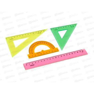 Набор геометр. Hatber средний цветной ассорти 04209 *12