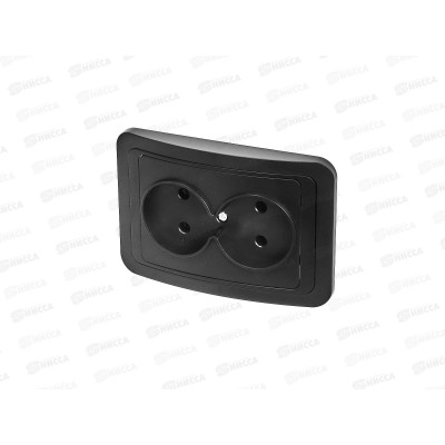 Розетка CLASSICO двойная, скрытой установки, черная, 2102B *10