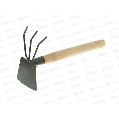 Рыхлитель комбинированный 3-х зубый+мотыжка, порошковая окраска, деревянный черенок, 24-06-065 Рыхлитель комбинированный 3-х зубый+мотыжка, порошковая окраска, деревянный черенок, 24-06-065