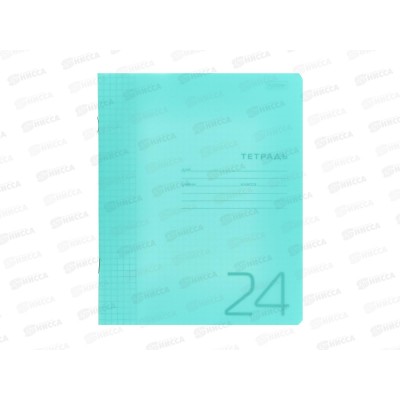 Тетрадь 24л кл. Hatber пластик.обл. скоба голубая, 083591 *10/100