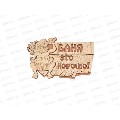 Табличка банная &quotБаня это хорошо&quot, 26*13 см,32328  Банные штучки,*30