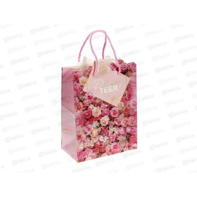 Пакет подарочный 18х23х10см m, фигурная вырубка, Цветы, PMF-117659-FW2, 390080 *12