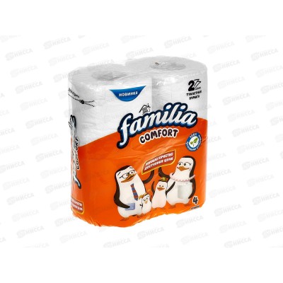Бумага  туалетная Familia Комфорт 2х-слойная 4шт *16