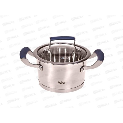 Кастрюля Венера LR02-278 нержавеющая сталь 16*9см 1,6л индукционное дно стекл крышка