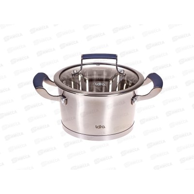 Кастрюля Венера LR02-279 нержавеющая сталь 18*10см 2,4л индукционное  дно стекл крышка