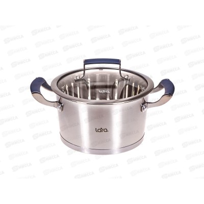 Кастрюля Венера LR02-280 нержавеющая сталь 20*11см 3,1л индукционное  дно стекл крышка