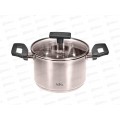 Кастрюля Веста LR02-246 нержавеющая сталь 16*10,5см 2,1л индукционное дно стекл крышка Кастрюля Веста LR02-246 нержавеющая сталь 16*10,5см 2,1л индукционное дно стекл крышка