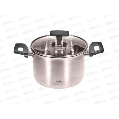 Кастрюля Веста LR02-247 нержавеющая сталь 18*1,5см 2,9л индукционное  дно стекл крышка