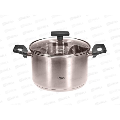 Кастрюля Веста LR02-248 нержавеющая сталь 20*12,5см 3,9л индукционное  дно стекл крышка