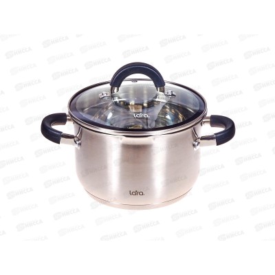 Кастрюля Lara Ника LR02-906 18*11,5см 2,9л индукц дно крышка стекло