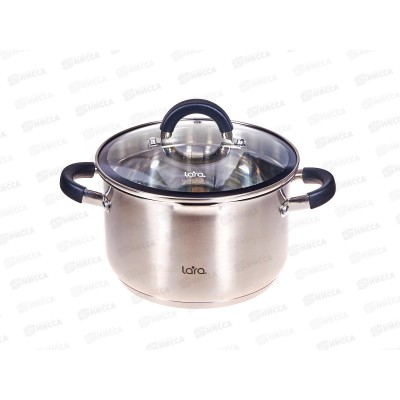 Кастрюля Lara Ника LR02-907 20*12,5см 3,9л индукц дно крышка стекло