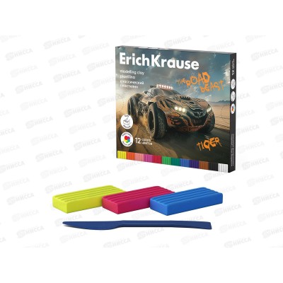 Пластилин 12цв 180г EK Road Beast, 62977  *8/120