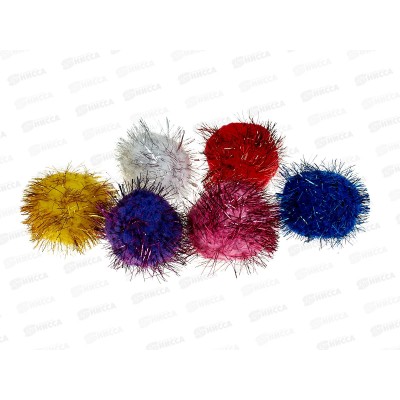 Помпоны АЛЬТ блест., 50мм,6шт. 6цв, 2-200/13 *12
