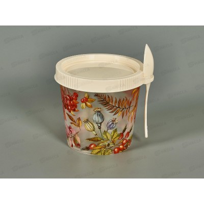 Контейнер д/завтрака 450мл с ложкой с декором Св-беж 222142025/01 *12