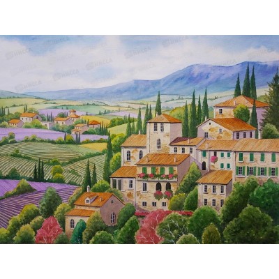 Холст с красками 22х30см Вид на поля лаванды, Х-3995