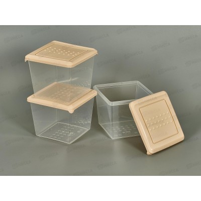 Контейнер д/прод. 1л квадр набор 3шт Бежевый 222142327/09 *12