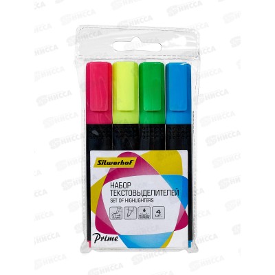 Маркеры SILWERHOF Prime текст.скош.,1-4мм, 4цв.,асс.*12/144
