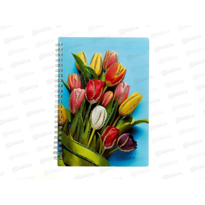 Блокнот 40л MAZARI  21*14,8см,Тюльпаны ассорт., M-3147
