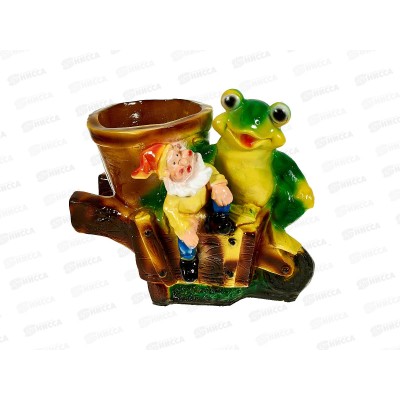 Кашпо "Лягушка с гномом на тачке" (300*310мм) арт.166 Кашпо "Лягушка с гномом на тачке" (300*310мм) арт.166