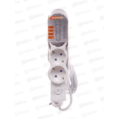 Удлинитель СПУТНИК Mi303  USB 2.1A 3м  3роз., ПВС 3*1мм 16А IP20 *30 Удлинитель СПУТНИК Mi303  USB 2.1A 3м  3роз., ПВС 3*1мм 16А IP20 *30