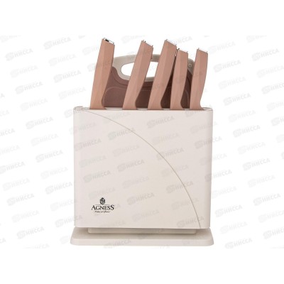 Набор ножей Agness на подставке 7пр НЖС +разделочная доска 911-764 Набор ножей Agness на подставке 7пр НЖС +разделочная доска 911-764