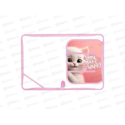 Папка д/труда ПЧЕЛКА А4 молн.вокруг Кошачьи прятки 2024, ПТР-1*50