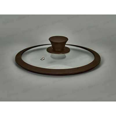Крышка стеклянная 20см TimA 4820BR с силикон/обод. коричневая Крышка стеклянная 20см TimA 4820BR с силикон/обод. коричневая