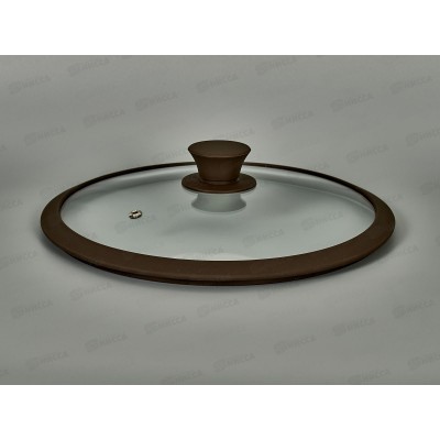 Крышка стеклянная 26см TimA 5026BR с силикон/обод. коричневая