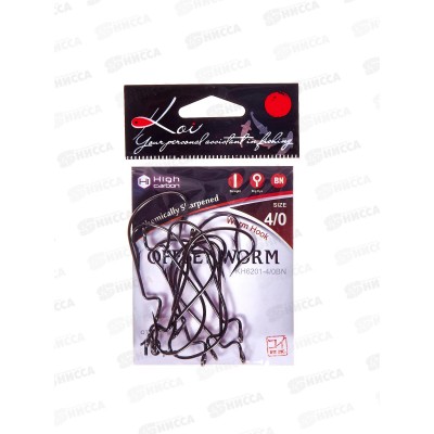 Крючок KOI &quotOFFSET WORM&quot р.4/0 (INT),цв BN, офсетный КН6201-4/0BN 10шт