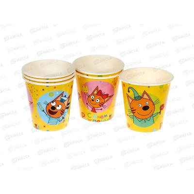 Стакан бумажный Три Кота Яркий праздник, 250мл, 6шт, 1502-6747