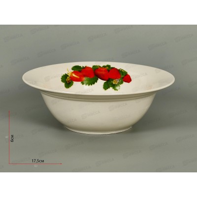 Миска глубокая круглая 17,5см 400мл Клубника см7-3118 *12/72