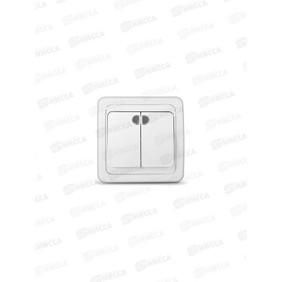 Выключатель Валери 2-клавиши скрытой установки, 10А, 220В,подсветка, белый, В0123*10