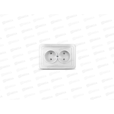 Розетка Валери 2-местная скрытой установки, без заземления, з/ш, 16А, 220В,белая, В0102х*10