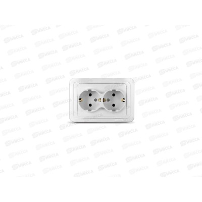 Розетка Валери 2-местная скрытой установки, с заземлением, 16А, 220В,белая, В0128*10