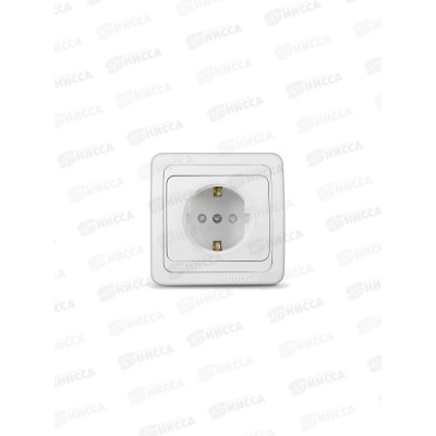Розетка Валери 1-местная скрытой установки, с заземлением, з/ш, 16А, 220В,белая, В0028х*10