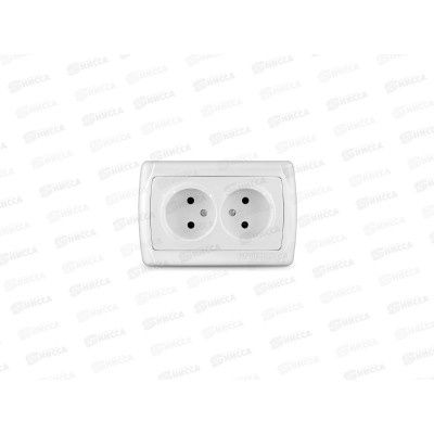 Розетка Маргарита 2-местная скрытой установки, без заземления,16А, 220В,белый, М0102