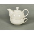 Чайник заварочный 400мл+Кружка 300мл фарфор Белье м4128 *1/48
