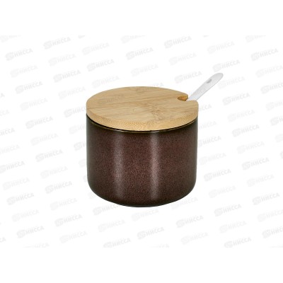 Сахарница с бамбуковой крышкой 250мл фарфор Коричневый ск0624-266 *1