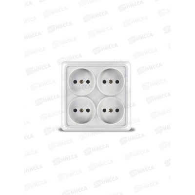 Розетка ОЛИМП 4-местная открытой установки, без заземления, квадр.16А, 220В белая, 1164*10
