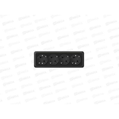 Розетка ОЛИМП 4-местная открытой установки, с заземлением,16А, 220В черная,керамика, 2221*10