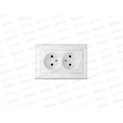 Розетка Севиль 2-местная скрытой установки, без заземления, 16А, 220В белая С0102*10