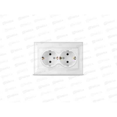 Розетка Севиль 2-местная скрытой установки, с заземлением, 16А, 220В белая С0128*10