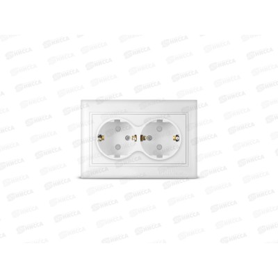 Розетка Севиль 2-местная скрытой установки, с заземлением, з/ш 16А, 220В белая С0050*10