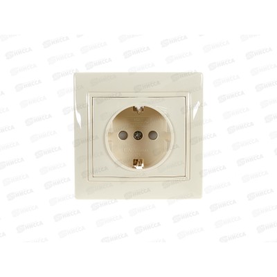 Розетка Севиль 2-местная скрытой установки, с заземлением, з/ш 16А, 220В слон. кость Б-С0049*10