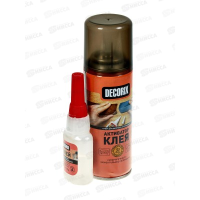 Клей двухкомпонентный для экспресс-склеивания DECORIX аэроз активатор 140мл+клей 25г, 0151-04 *24