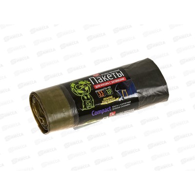 Пакеты для мусора GRIFON с зав 35л 10шт черные рулон 101-543/1 *35