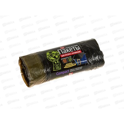 Пакеты для мусора GRIFON с зав 60л 10шт черные рулон 101-544 *36