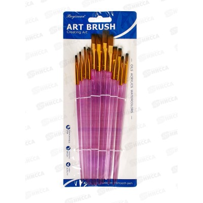 Кисти набор Alingar 12шт.нейлон (№ 4,5,6,7,8,10 *2) плоск. AL193707 Кисти набор Alingar 12шт.нейлон (№ 4,5,6,7,8,10 *2) плоск. AL193707